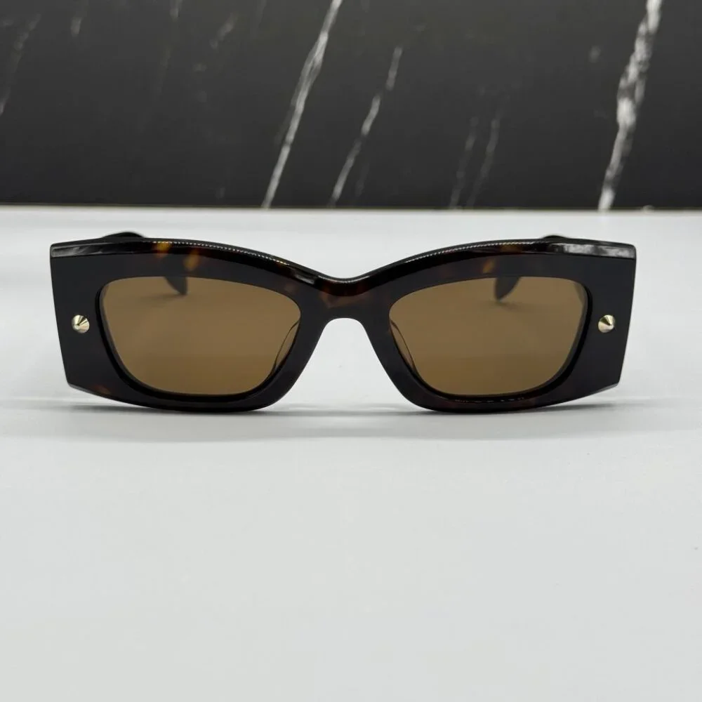 NEW AM0426S 002 ALEXANDER MCQUEEN HAVANA SQUARE UNISEX SUNGLASSES
